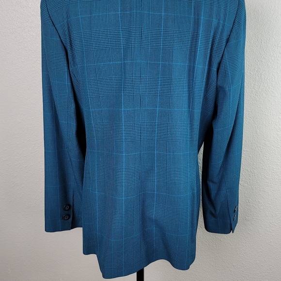 Valentino Teal Men's Double Breasted Blazer with Kerchief L - Picture 8 of 9
